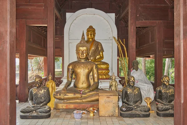 Phayao Thailandia Dic 2020 Zoom Vedi Statua Del Buddha Oro — Foto Stock