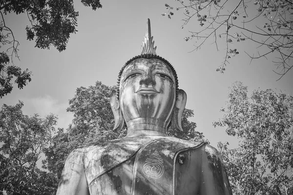 Пхаяо Таиланд Декабря 2020 Вид Зум Статуя Будды Черного Белого — стоковое фото