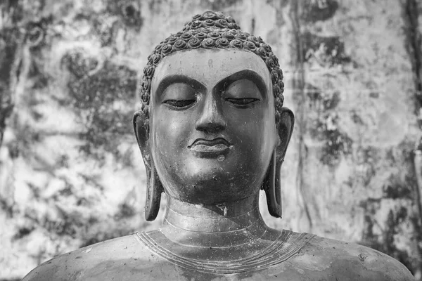 Phayao Thailandia Dicembre 2020 Statua Buddha Frontale Bianco Nero Sfondo — Foto Stock