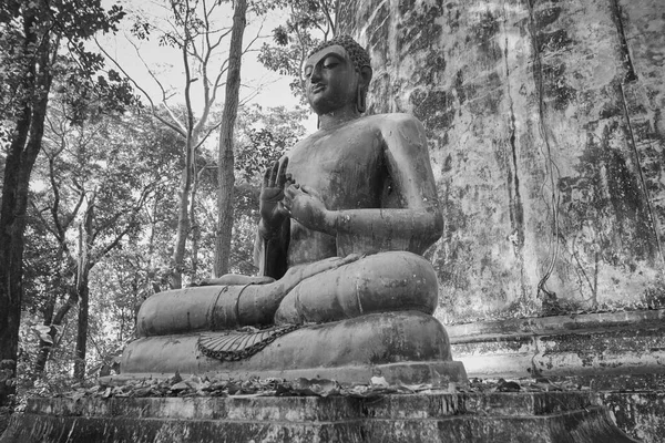 Phayao Tailandia Diciembre 2020 Bajo Ángulo Frente Blanco Negro Estatua —  Fotos de Stock