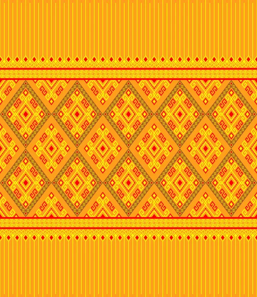 Yellow Red Ethnic Tribal Seamless Pattern Yellow Background Symmetry Rhombus — Stock Vector