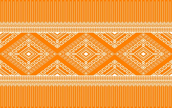 White Native Tribal Seamless Pattern Orange Background Symmetry Rhombus Geometric - Stok Vektor