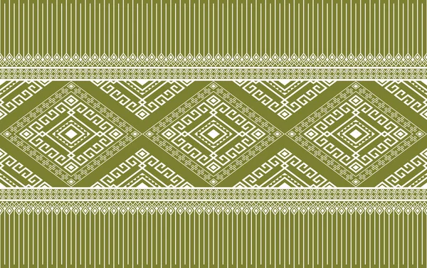 Patrón Blanco Nativo Tribal Sin Costura Sobre Fondo Verde Rombo — Vector de stock