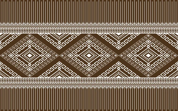 White Native Tribal Seamless Pattern Brown Background Symmetry Rhombus Geometric - Stok Vektor