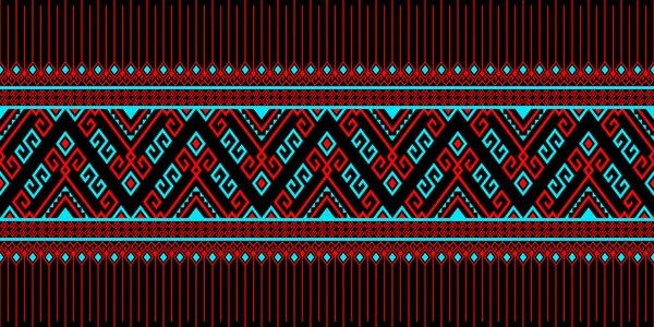 Red Turquoise Tribe Native Seamless Pattern Sfondo Nero Simmetria Rombo — Vettoriale Stock