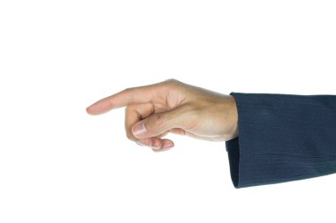 Dokunmatik ekran üzerinde beyaz izole iterek işadamı