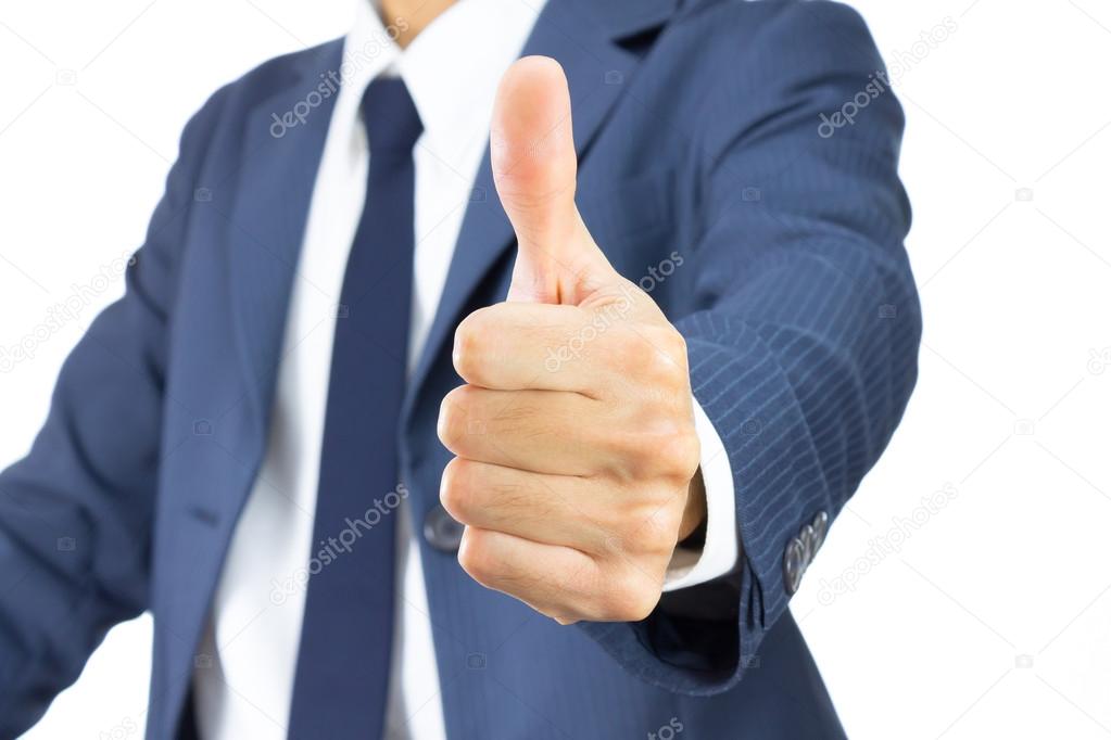 Businessman Show Thumb Up Isolated on White Background