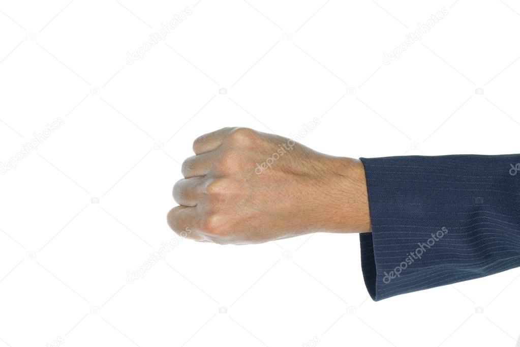 Businessman Fist Top View Isolated on White 