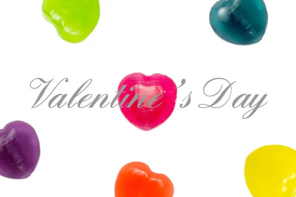 Valentine Day Text with Heart Candy Background — Stock Photo, Image