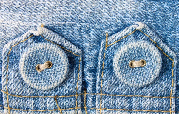 Jeans knop op Jeans stof Tag horizontale weergave — Stockfoto