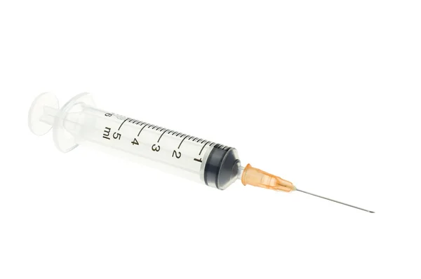 Orange Syringe Isolated on White Background — Stock Photo, Image