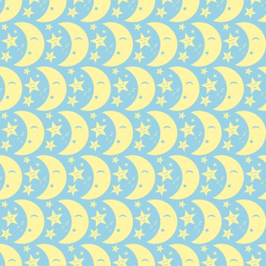 Sarı mutlu sevimli ay ve yıldız desen Pastel renk Backgrou