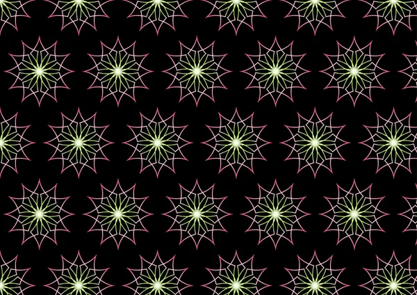 Patrón de flores de neón rosa abstracto sobre fondo negro — Archivo Imágenes Vectoriales