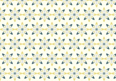 Pastel renk üzerinde bumerang şeklinde soyut sarı çiçek deseni