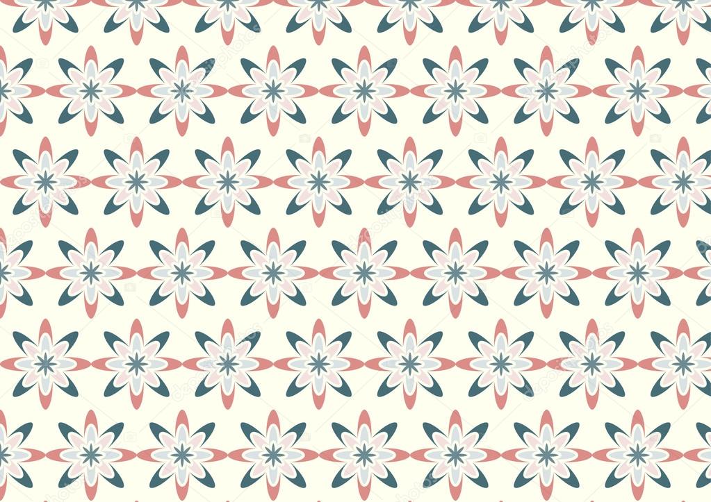Abstract Red Bloom Pattern in Boomerang Shape on Pastel Color