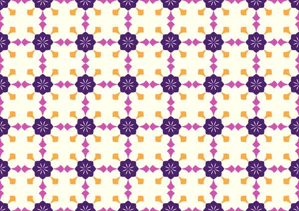 Purple Retro Blossom and Arrow Shape Pattern on Pastel Backgroun — Stock Vector