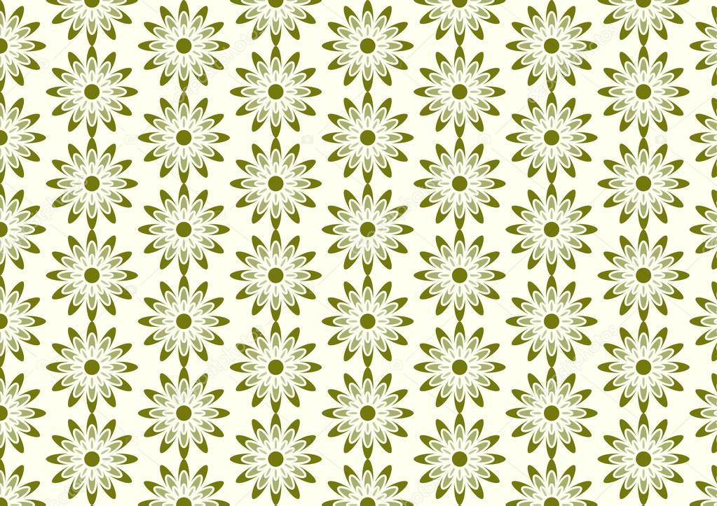 Green Lovely Bloom in Modern Shape Pattern on Pastel Background