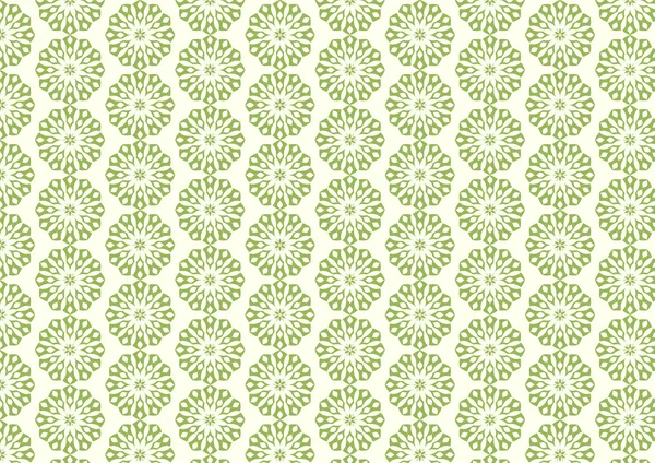 Green Retro and Modern Flower Pattern on Pastel Background — Stock Vector