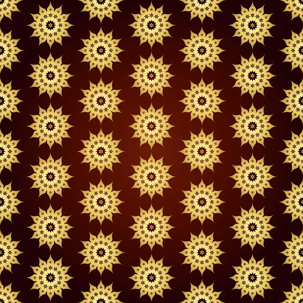 Gold Retro Flower Pattern on Pastel Background — Stock Vector