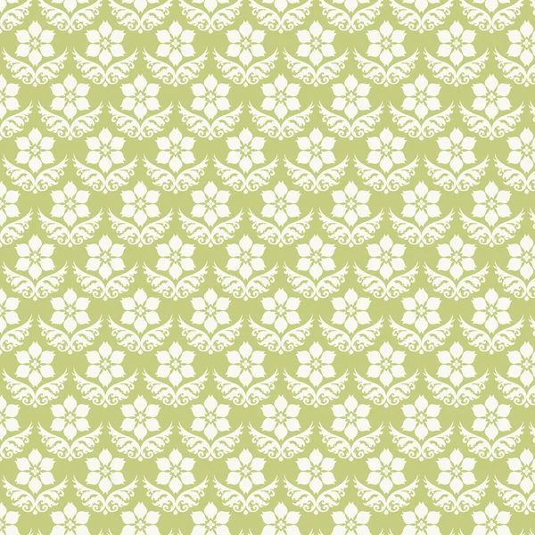 Light Green Damask Flower Pattern on Pastel Background — Stock Vector