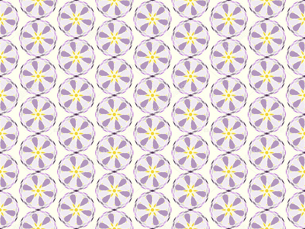 Purple Abstract Ball and Flower Pattern on Pastel Background