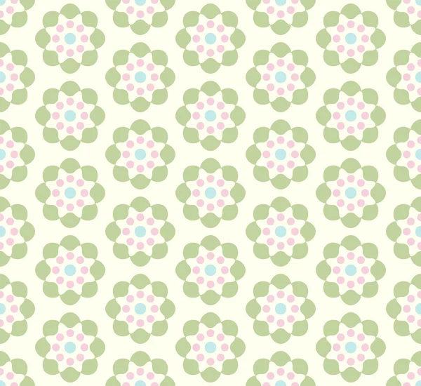 Green Vintage Flower Pattern on Pastel Background — Stock Vector