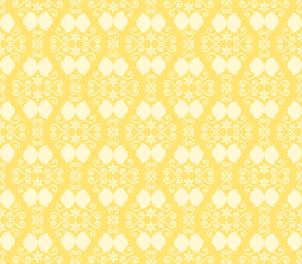 Flor amarilla vintage y patrón de remolino en estilo clásico — Archivo Imágenes Vectoriales