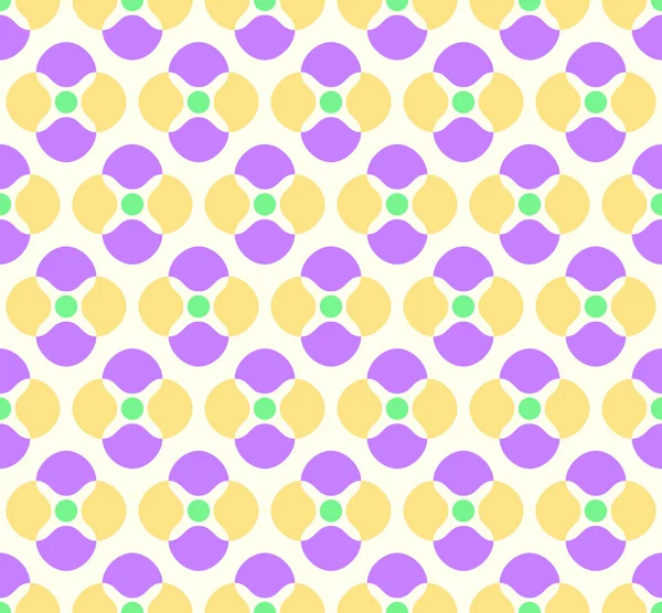 Violet and Yellow Abstract Flower and Circle Pattern on Pastel B — Stock Vector