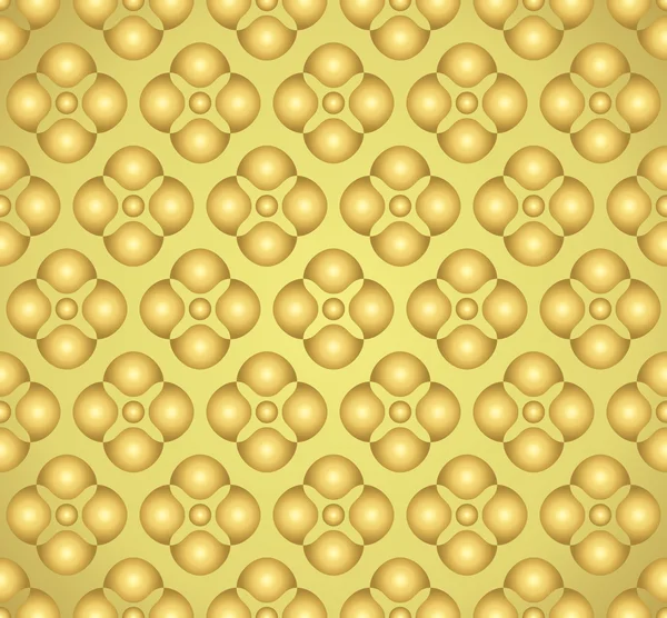 Patrón de flores y círculos abstractos de oro sobre fondo pastel — Vector de stock