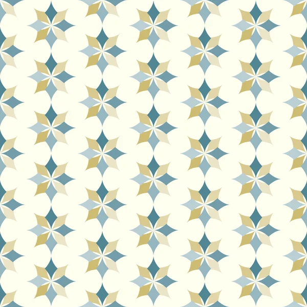 Dark Blue and Brown Classic Rhomboid Flower Seamless Pattern — Stock Vector