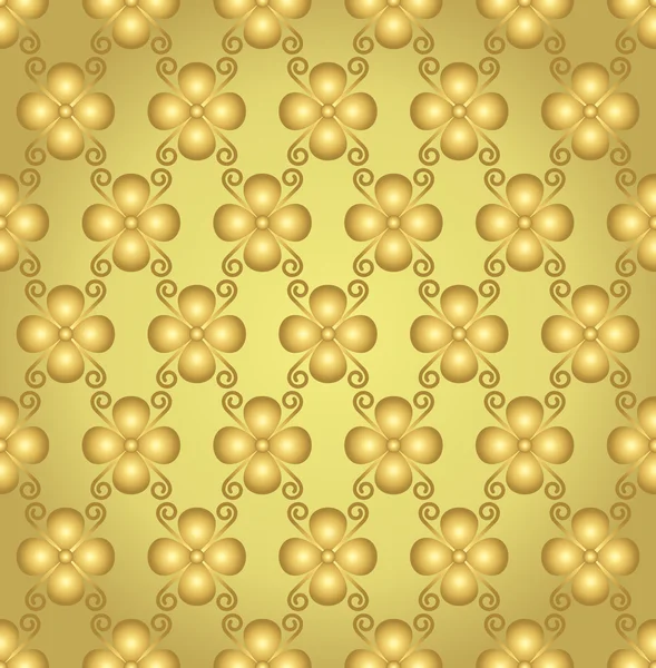 在柔和的背景上的金花和螺旋无缝模式 — 图库矢量图片