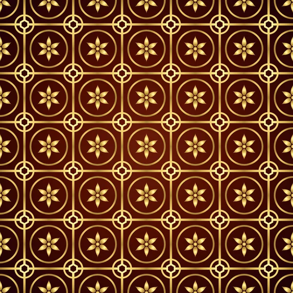 Goldkreis und Blumen nahtloses Muster auf pastellfarbenem Hintergrund — Stockvektor