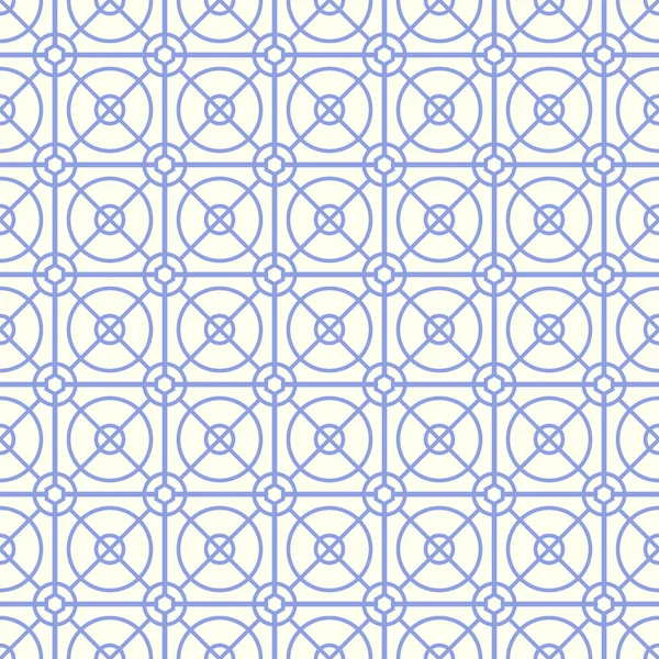 Blauwe cirkel en vierkant en Hexagon naadloze patroon — Stockvector