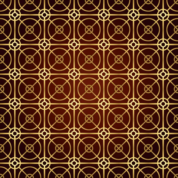 Gouden cirkel en vierkant en Hexagon naadloze patroon — Stockvector