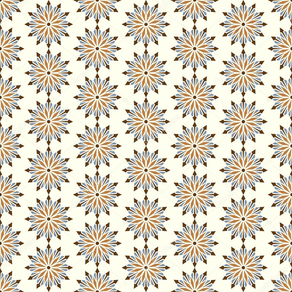 Brown Abstract Blossom and Arrow Shape Seamless Pattern