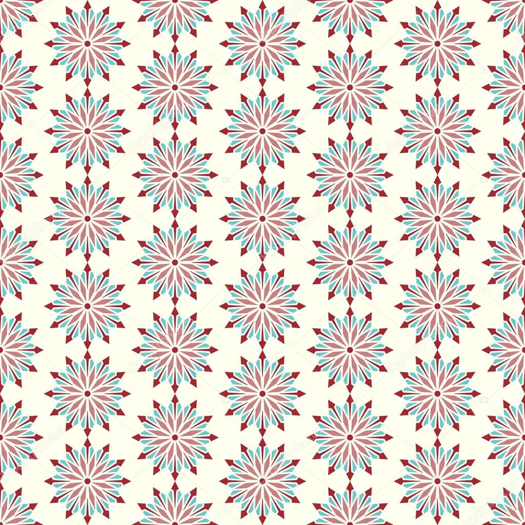 Red Abstract Blossom and Arrow Shape Seamless Pattern