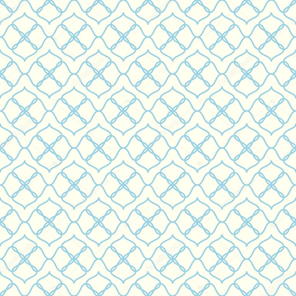 Blue Curve Flower Seamless Pattern in Vintage Style