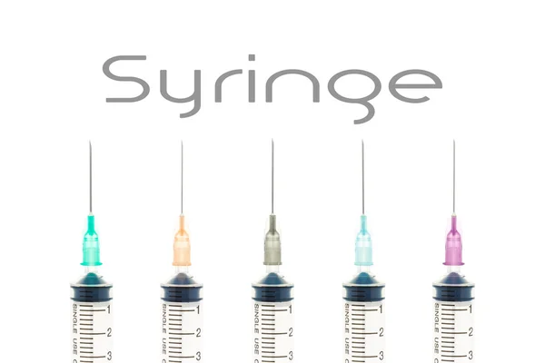 Five Color Syringe Isolated on White Background — Stock Photo, Image