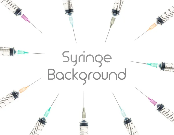 Five Color Syringe Background on Circle View — Stock Photo, Image