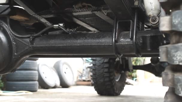 Süspansiyon sistemi Dolly görünümünde kamyon — Stok video
