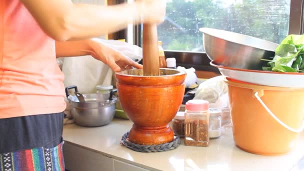 Ensalada de papaya Cocina — Vídeo de stock