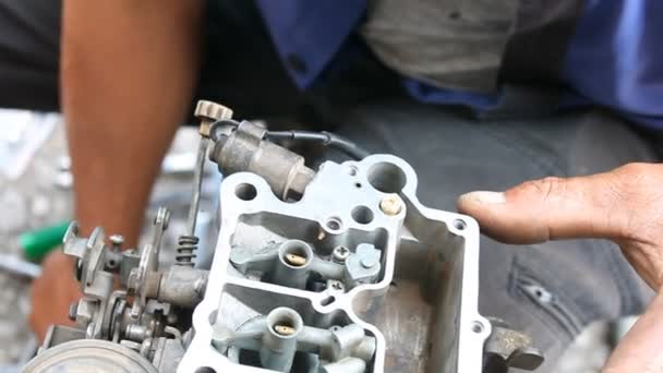 Technician is Repairing and Maintenance Carburetor — Stock Video