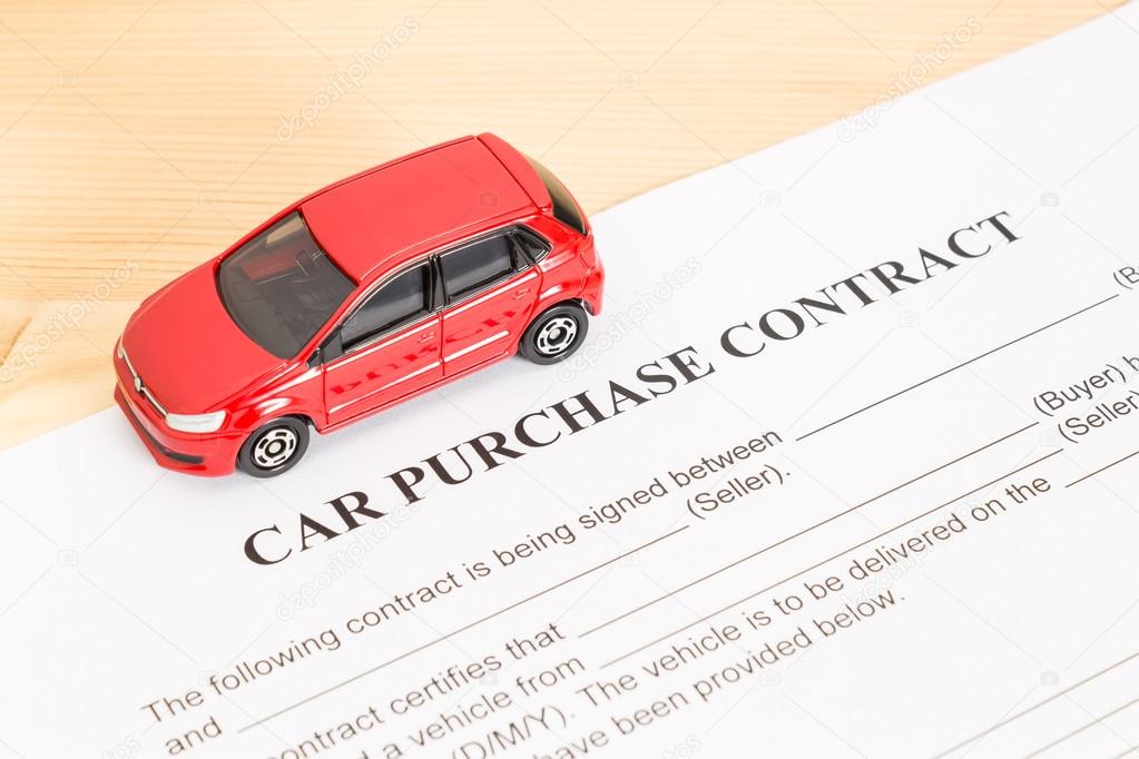 Car Purchase Contract With Red Car on Left View