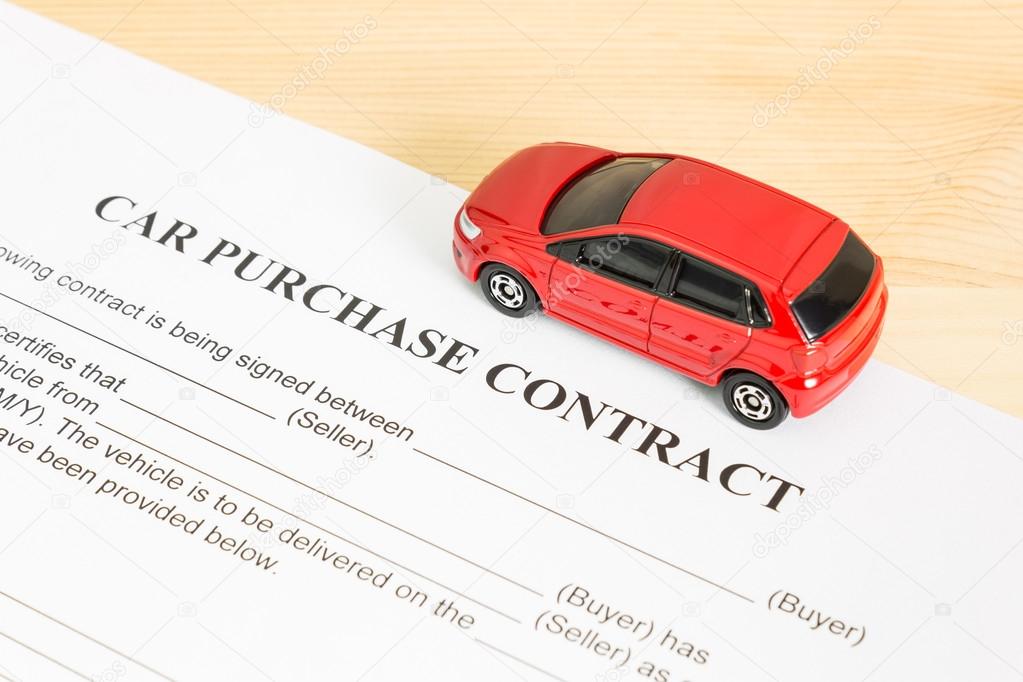 Car Purchase Contract With Red Car on Right View
