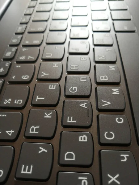 Computer keyboard with English and Russian letters