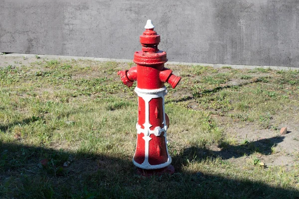 Velho Hidrante Fogo Alemão Rua Grama Verde Verão — Fotografia de Stock