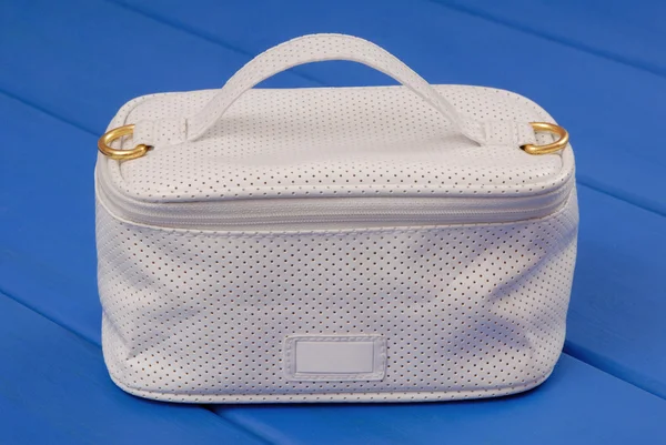 Λευκό δέρμα τσάντα για καλλυντικά — Φωτογραφία Αρχείου