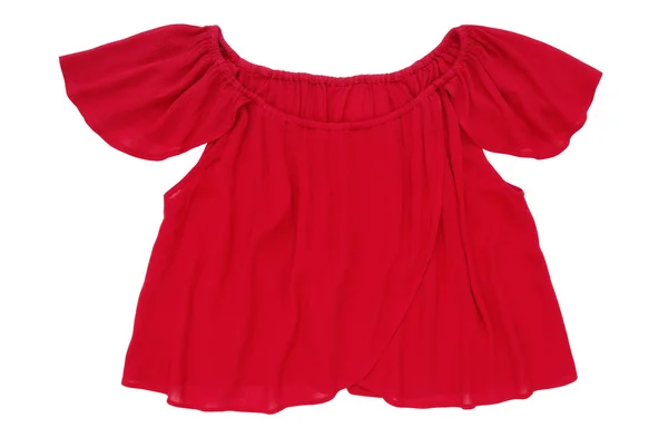 Korte blouse rode blouse heeft landelijke stijl en overlapping — Stockfoto