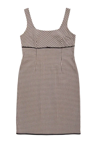 Grey Pinafore Dress Checkered Pattern Black White Gown Single Object — Stock Photo, Image