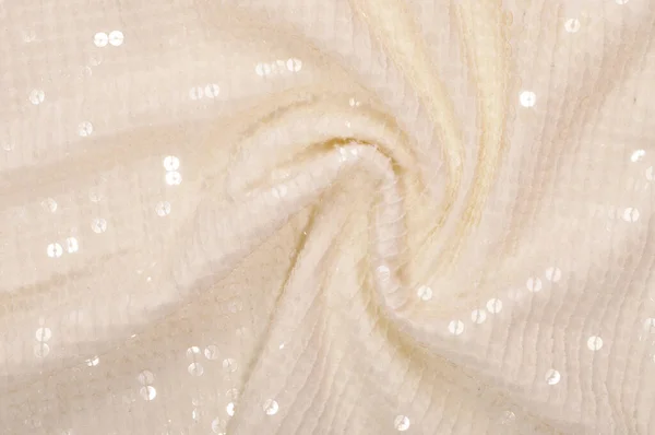 Sequinned Textile Has Champagne Colour Cream Colored Textured Backgrounds Drapery — Stock Photo, Image